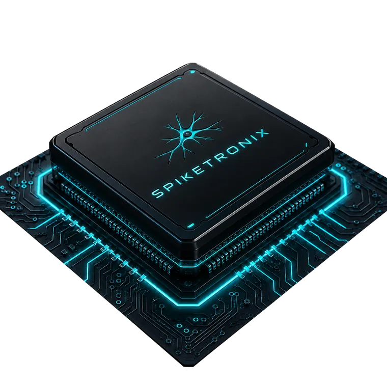 Spiketronix neuromorphic edge AI chip on a circuit board